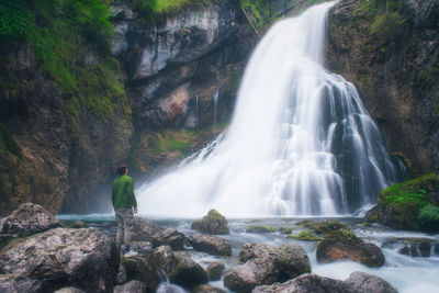 Scenic view of waterfall in forest
