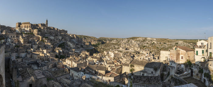 High angle view of buildings in city