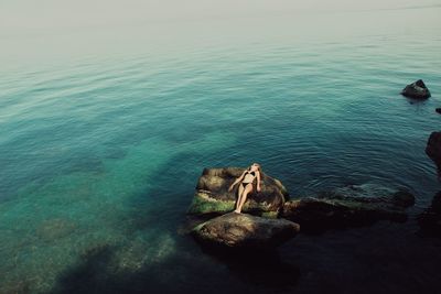 High angle view of a rock