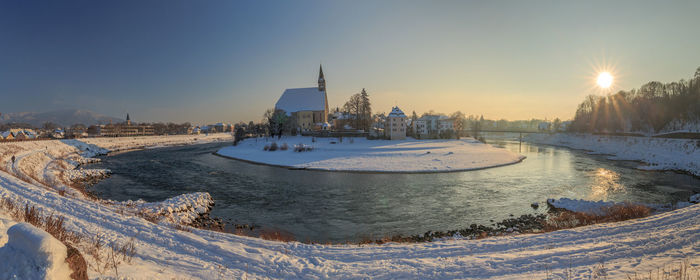 Panoramic view of city during winter