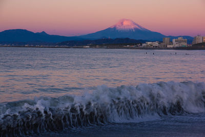 Scenic view of sea during sunset