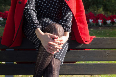 Midsection of woman in park