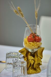 Close-up of drink in glass jar on table