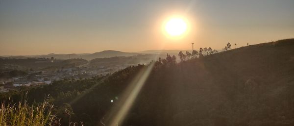 Panoramic view of landscape against sky during sunset