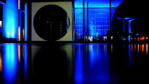 Reflection of illuminated lights in water
