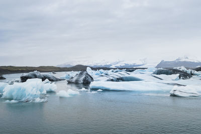 Scenic view of frozen lake against sky