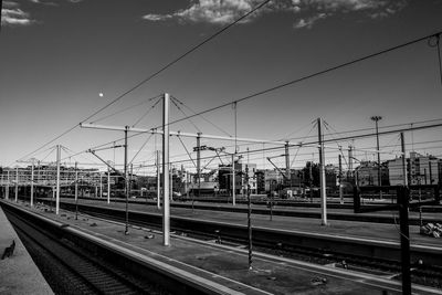 Railroad station against sky