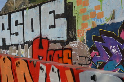 Close-up of graffiti on wall