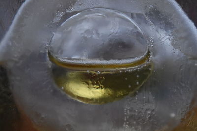 Close-up of ice cubes in glass