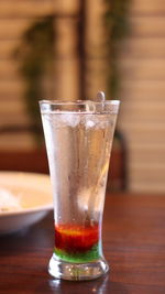 Strawberry and melon syrup with soda drink