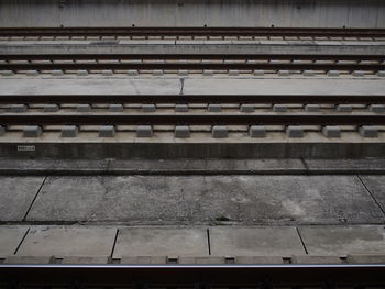 High angle view of railroad station platform