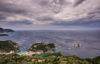 High angle view of sea against sky