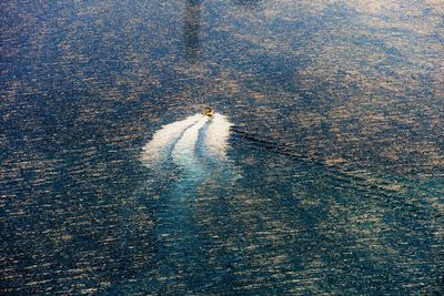 High angle view of man in sea