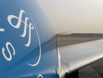 Close-up of text on airplane