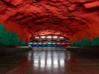 Illuminated subway tunnel