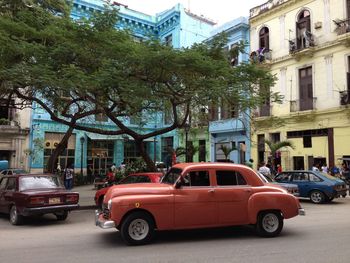 Cars parked in front of building