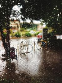 Wet glass window in rainy season