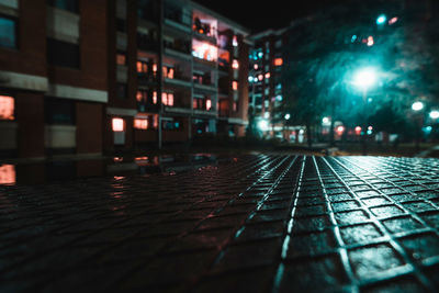 View of illuminated building at night