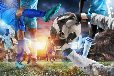 Group of people playing soccer ball