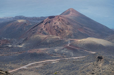 Aerial view of volcanic landscape