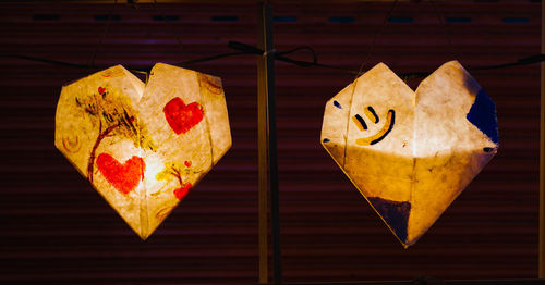 Directly above shot of heart shape on table