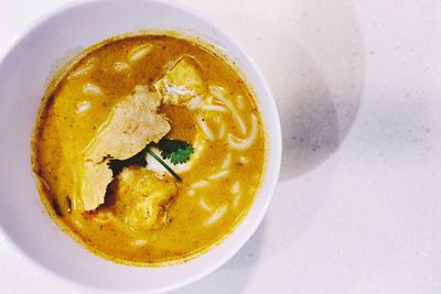 Close-up of soup in plate