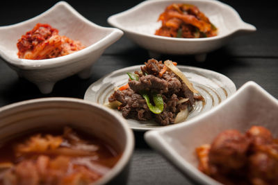 Close-up of food in plate on table