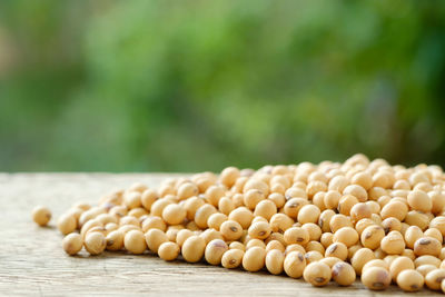 Close-up of coffee beans on table