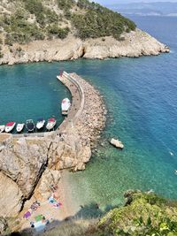 High angle view of beach