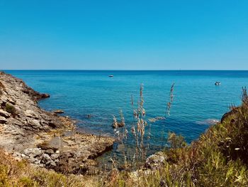 Scenic view of sea against clear sky