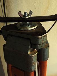 Close-up of machine on table