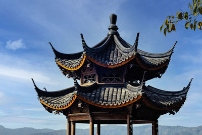 Low angle view of traditional building against sky