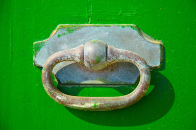 Close-up of old metal door