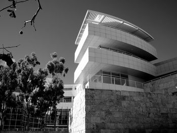 Low angle view of buildings against clear sky