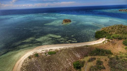 High angle view of beach against sky