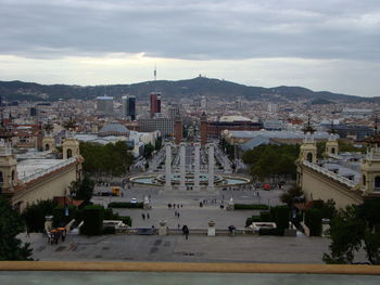 High angle view of buildings in city
