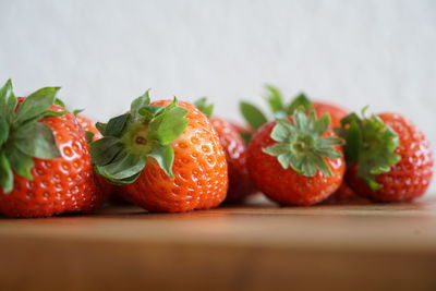 Close-up of strawberries on table