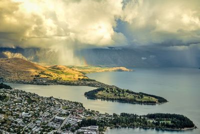 Scenic view of sea against cloudy sky