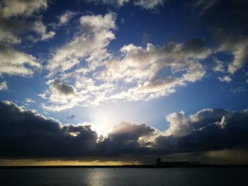 Scenic view of sea against cloudy sky