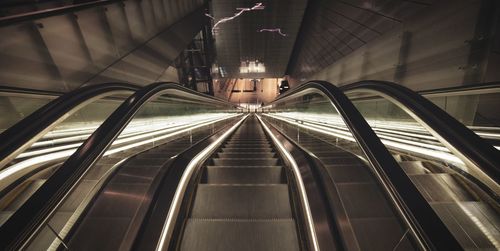 High angle view of escalator