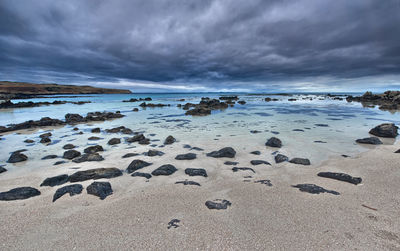 Scenic view of beach against sky