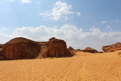 Panoramic view of desert against sky