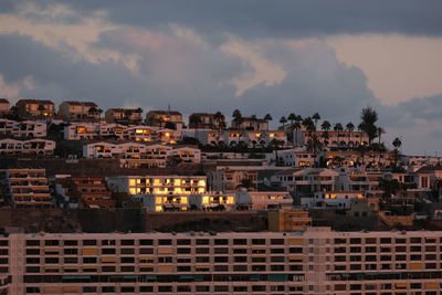 High angle view of townscape against sky