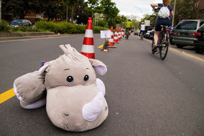 View of toy car on street