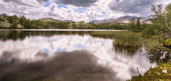 Panoramic view of lake against sky