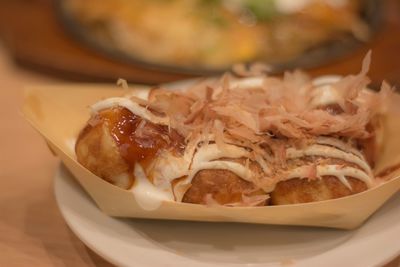 Close-up of food served in plate