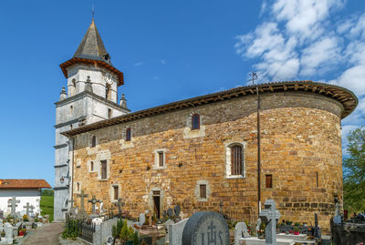 Low angle view of old building against sky