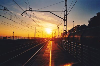 Railroad track at sunset