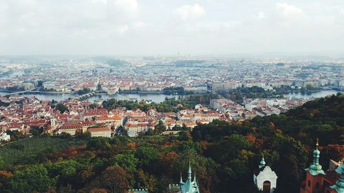 Aerial view of cityscape against sky