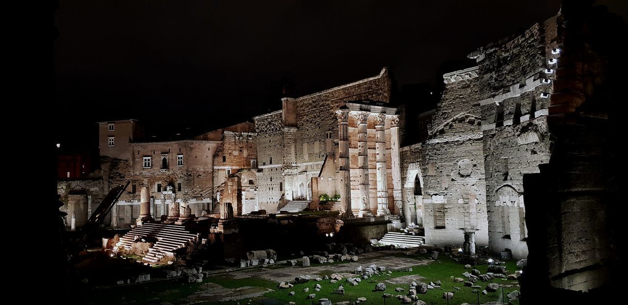 OLD BUILDINGS AT NIGHT